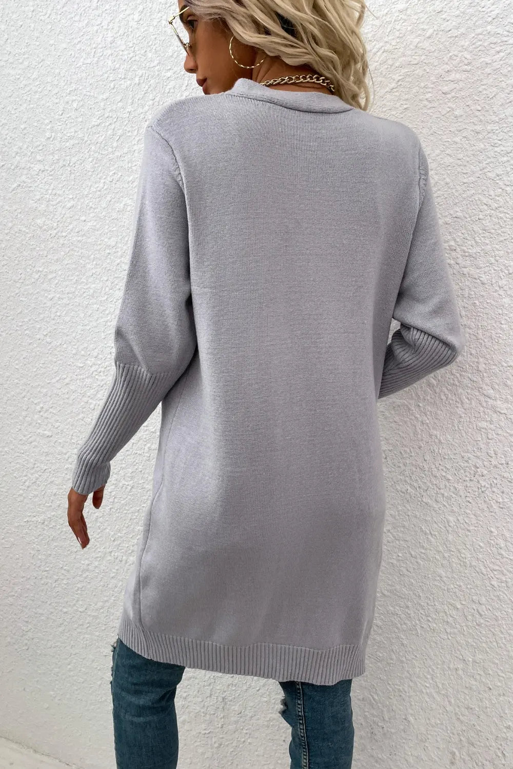Open Front Long Sleeve Cardigan Pockets (8)