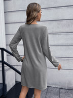 Button Down V-neck Mini Dress (8)