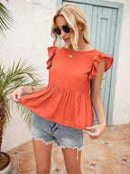 Lace Detail Round Neck Peplum T-shirt (3)