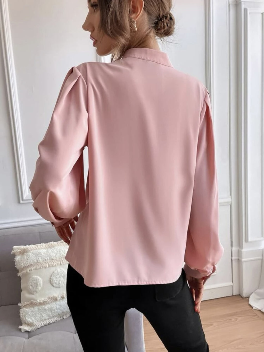 Mock Neck Button Front Shirt (9)
