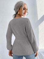 Notched Dropped Shoulder Knit Top (8)