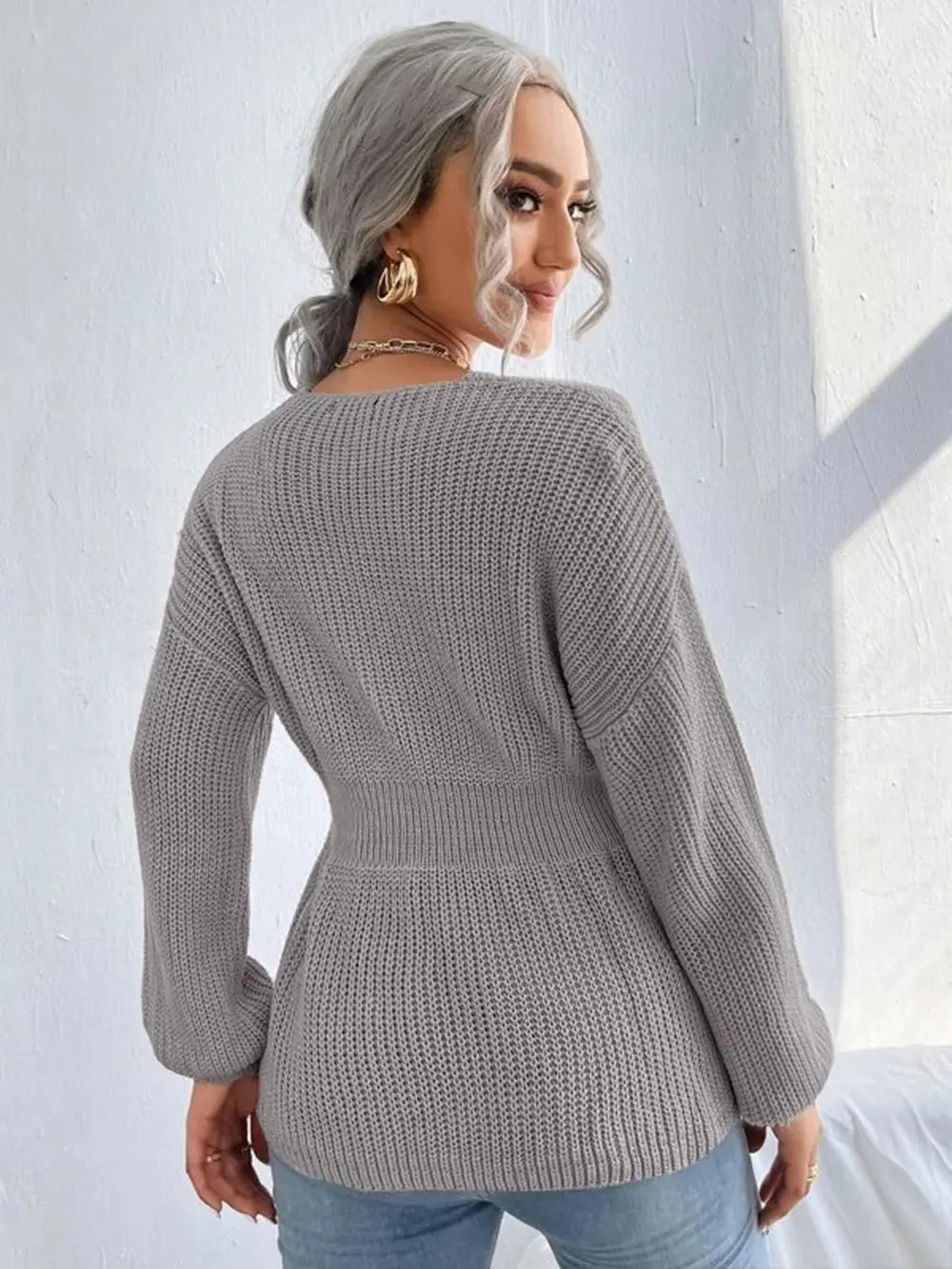 Notched Dropped Shoulder Knit Top (8)