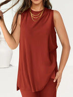 Round Neck Tank Pants Set (9)