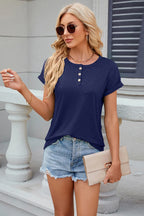 Round Neck Rolled Short Sleeve T-shirt (22)