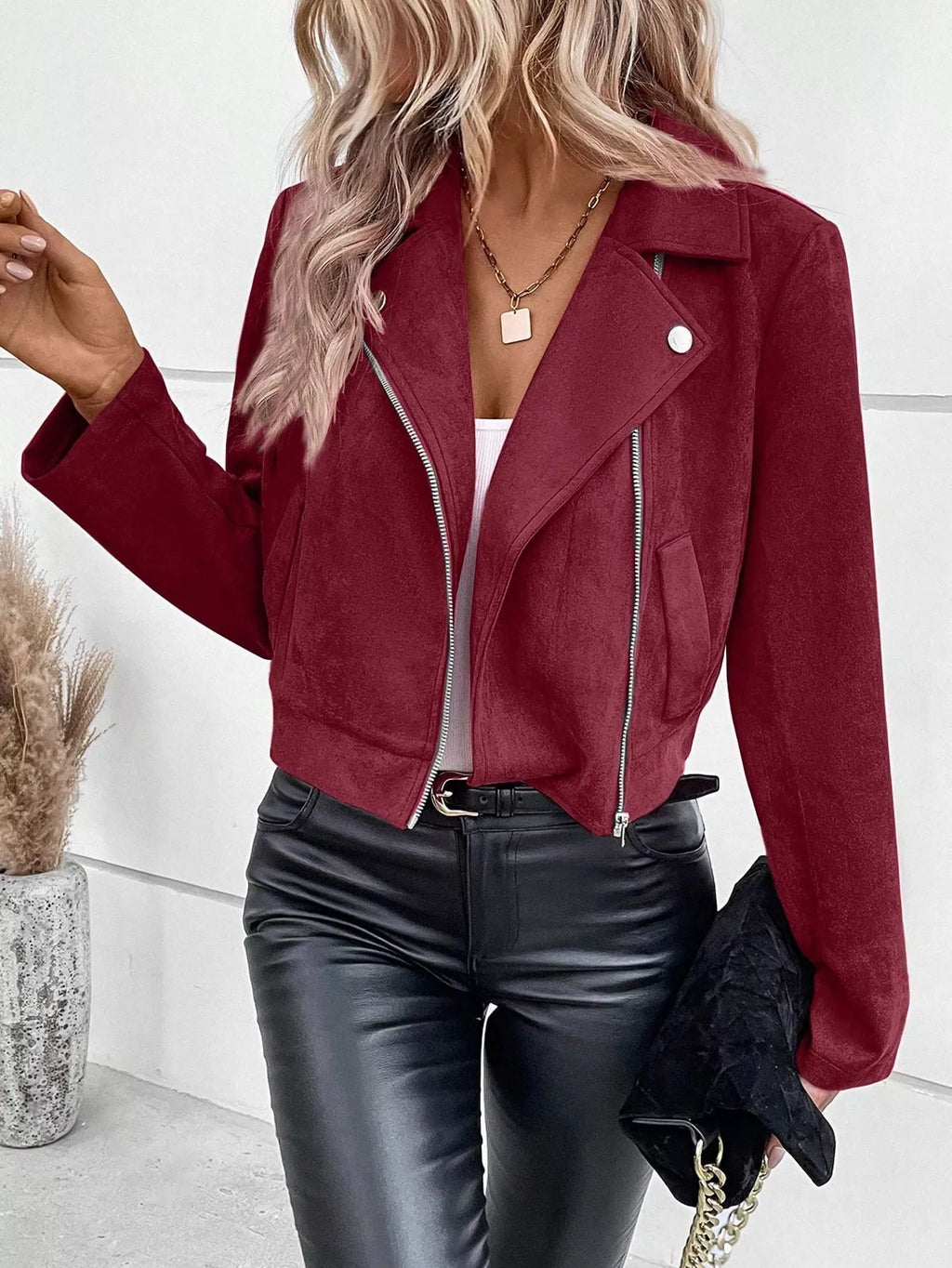 Suede Moto Jacket Zip Detail (20)