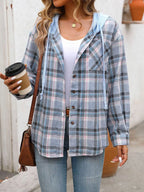 Hooded Plaid Button-up Shirt (8)