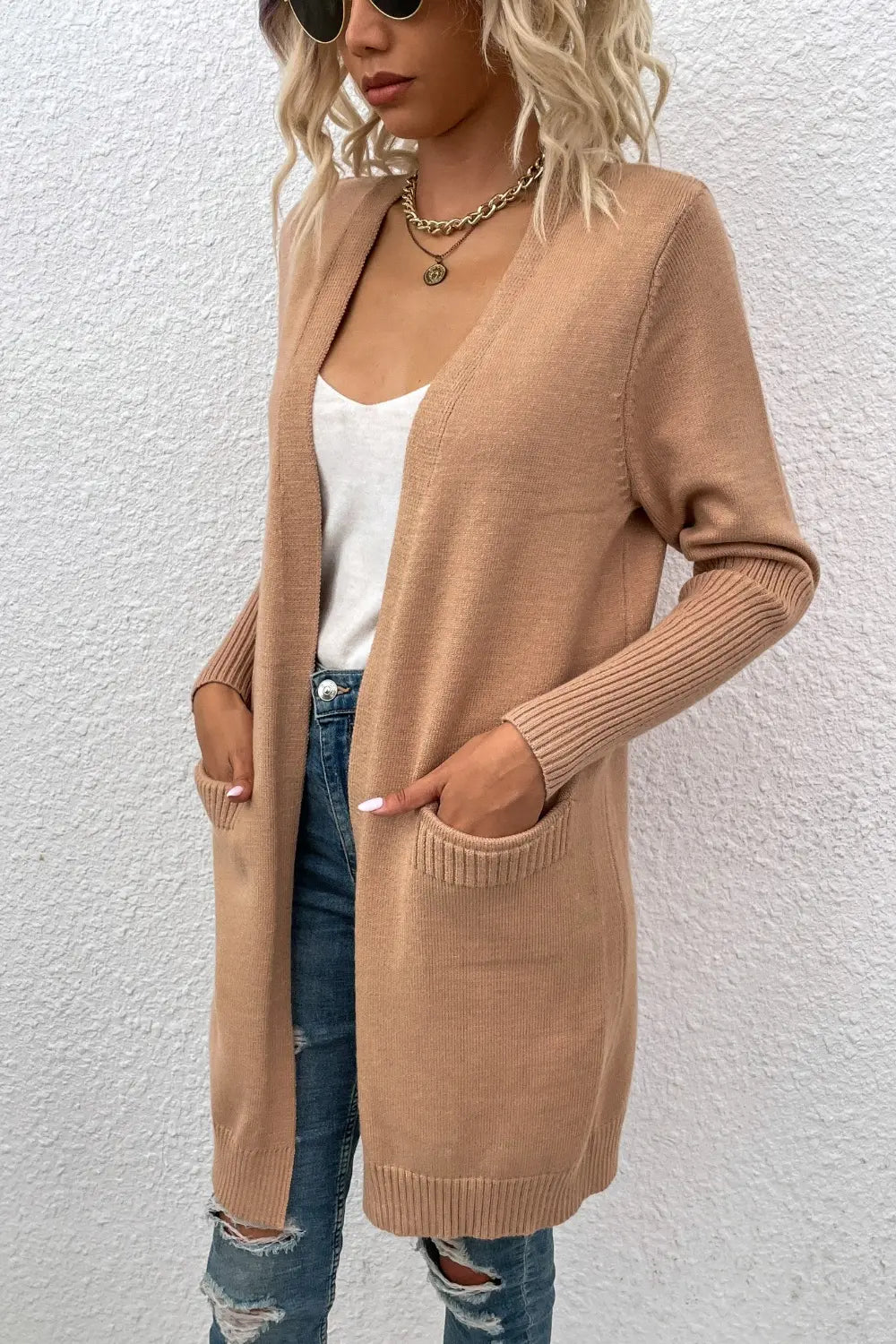 Open Front Long Sleeve Cardigan Pockets (11)
