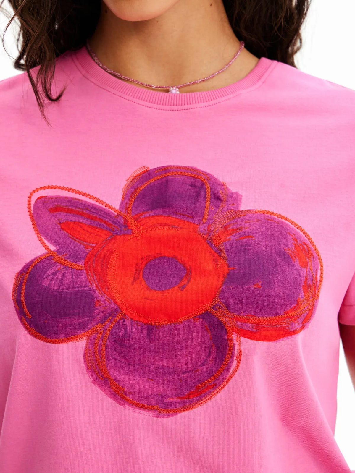 Flower Graphic Round Neck T-shirt (12)