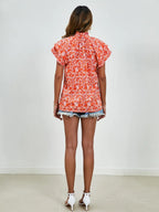 Ditsy Floral Mock Neck Flounce Sleeve Blouse (12)