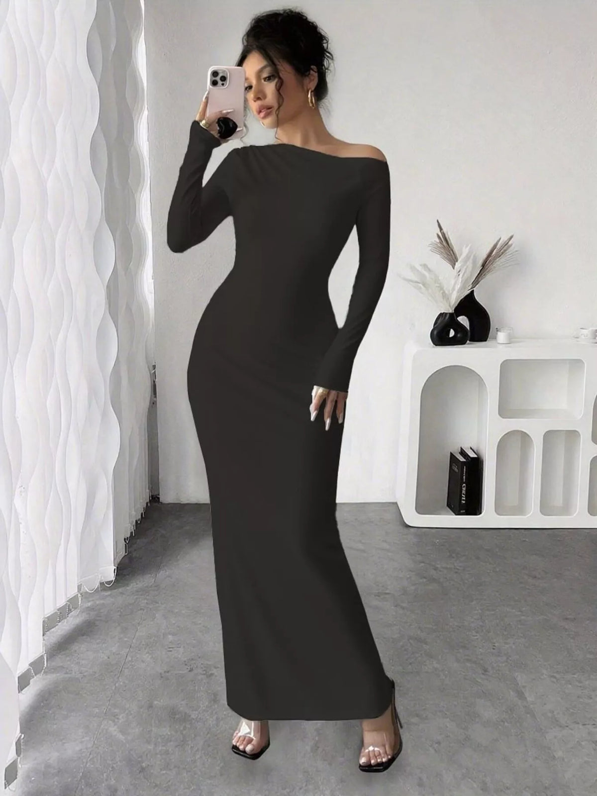 Floral Print One Shoulder Maxi Dress (19)
