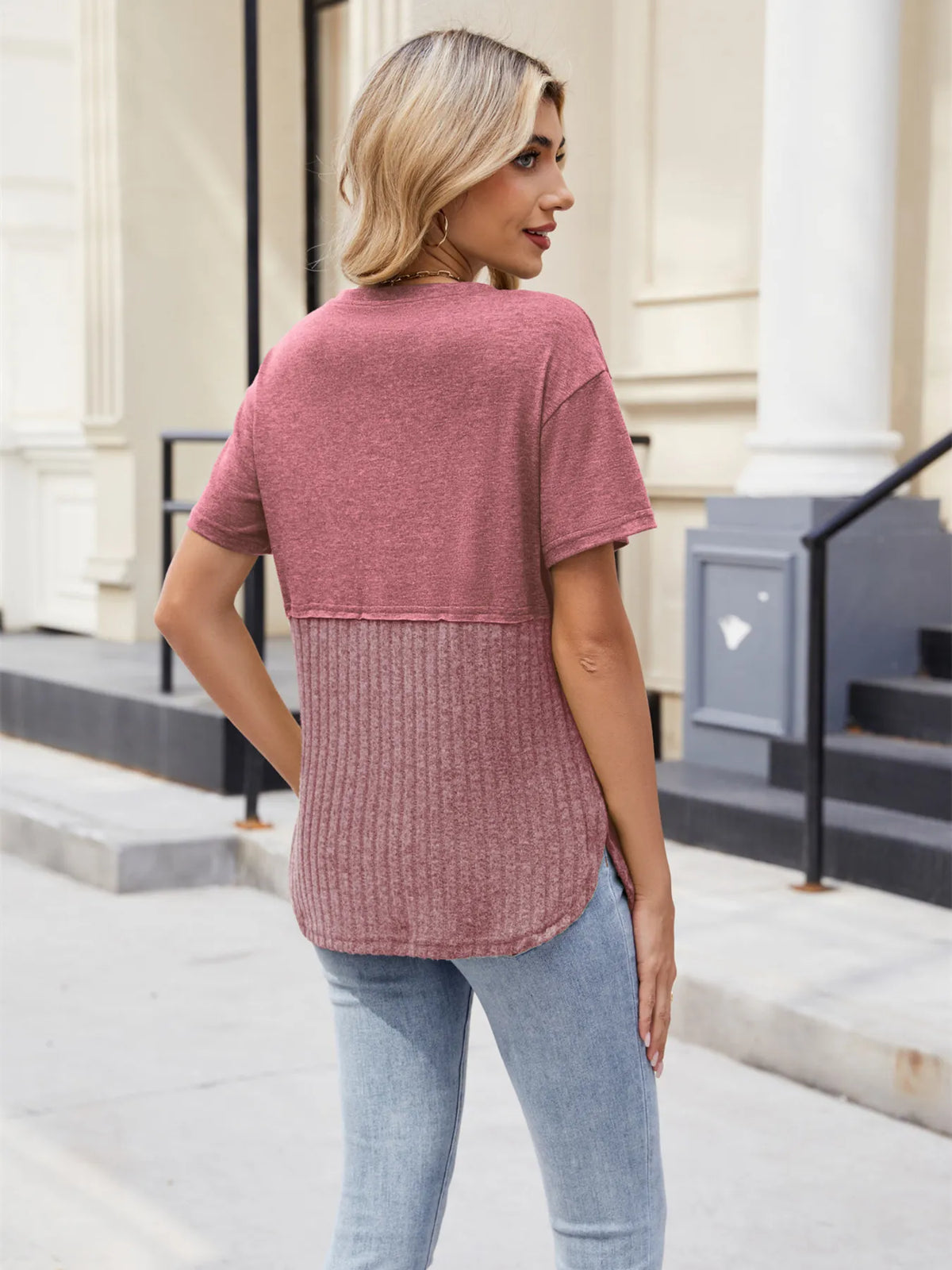 Two-tone Short Sleeve Top (21)
