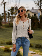 Round Neck Button-down Long Sleeve Tee (27)