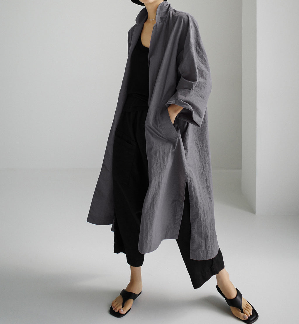 Shirt Dress Overknee Long Split Bf Cotton Linen Trench Coat variant CJYD189046001AZ|CJYD189046002BY|CJYD189046003CX|CJYD189046004DW
