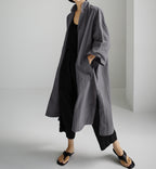 Shirt Dress Overknee Long Split Bf Cotton Linen Trench Coat variant CJYD189046001AZ|CJYD189046002BY|CJYD189046003CX|CJYD189046004DW
