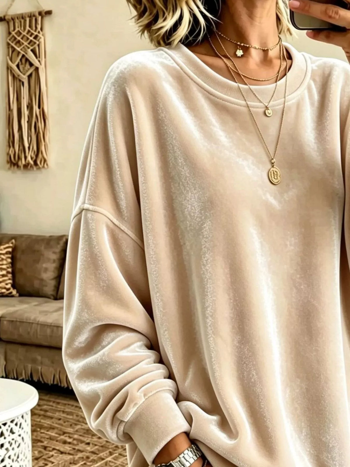 Full Size Solid Color Crew Neck Sweatshirt Plus (12)