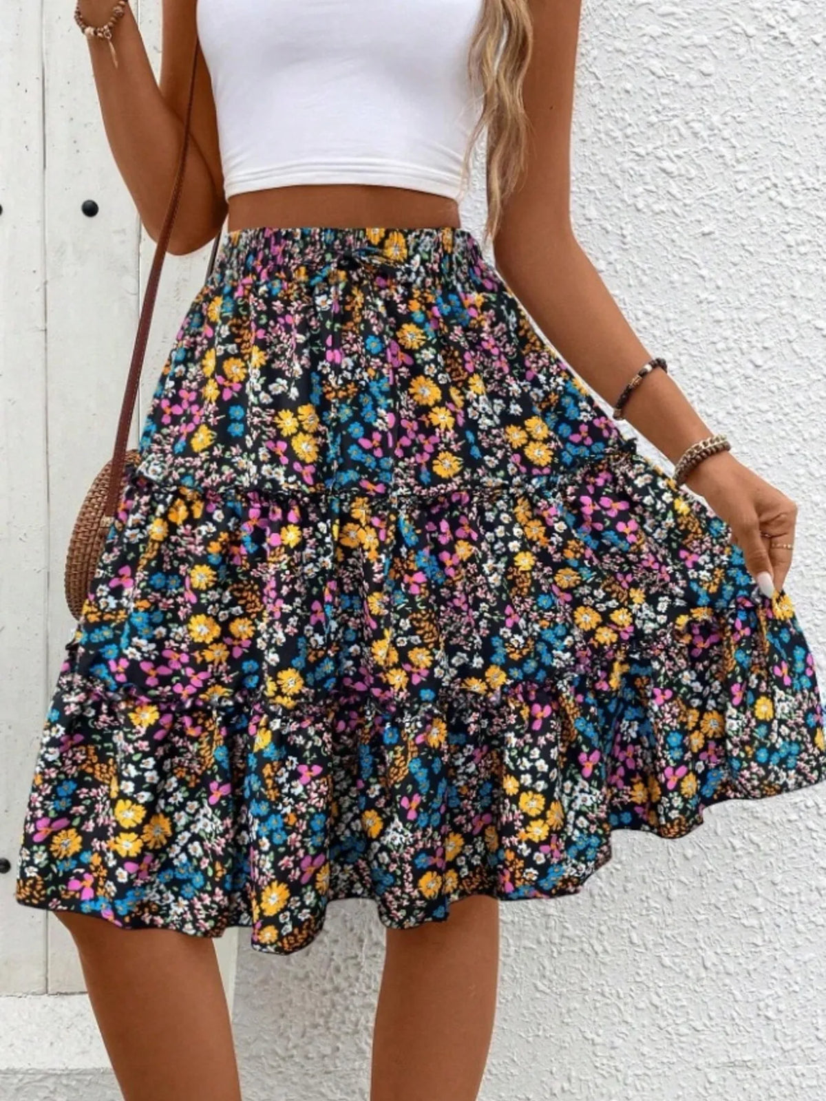 Floral Print Midi Skirt (2)