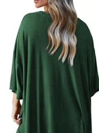 Slit Round Neck Top Pants Set (15)