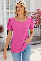Eyelet Puff Sleeve T-shirt (6)