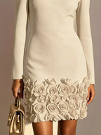 V-neck Dress Rose Embellishment (5)