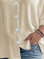Full Size V-neck Button Down Shirt Plus (15)