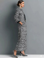 Tweed Cropped Jacket Wide-leg Pants Set (3)