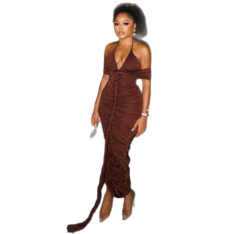 Halter Neck V-neck Long Dress photo 3