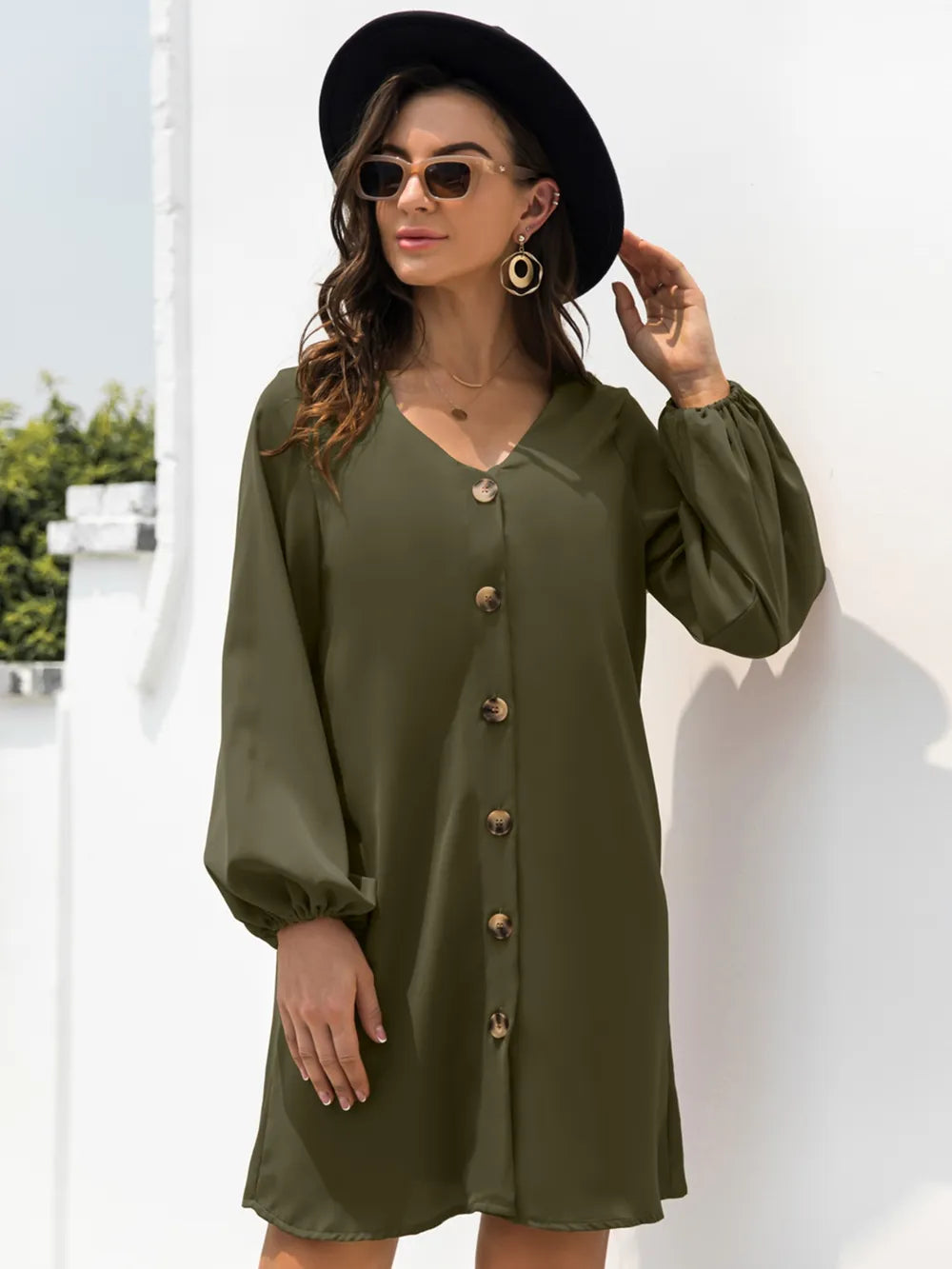 V-neck Long Sleeve Mini Dress (15)