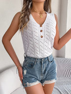 Openwork V-neck Knit Vest (6)