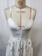 Floral Print Lace Trimmed Asymmetrical Hem Cami Dress (7)