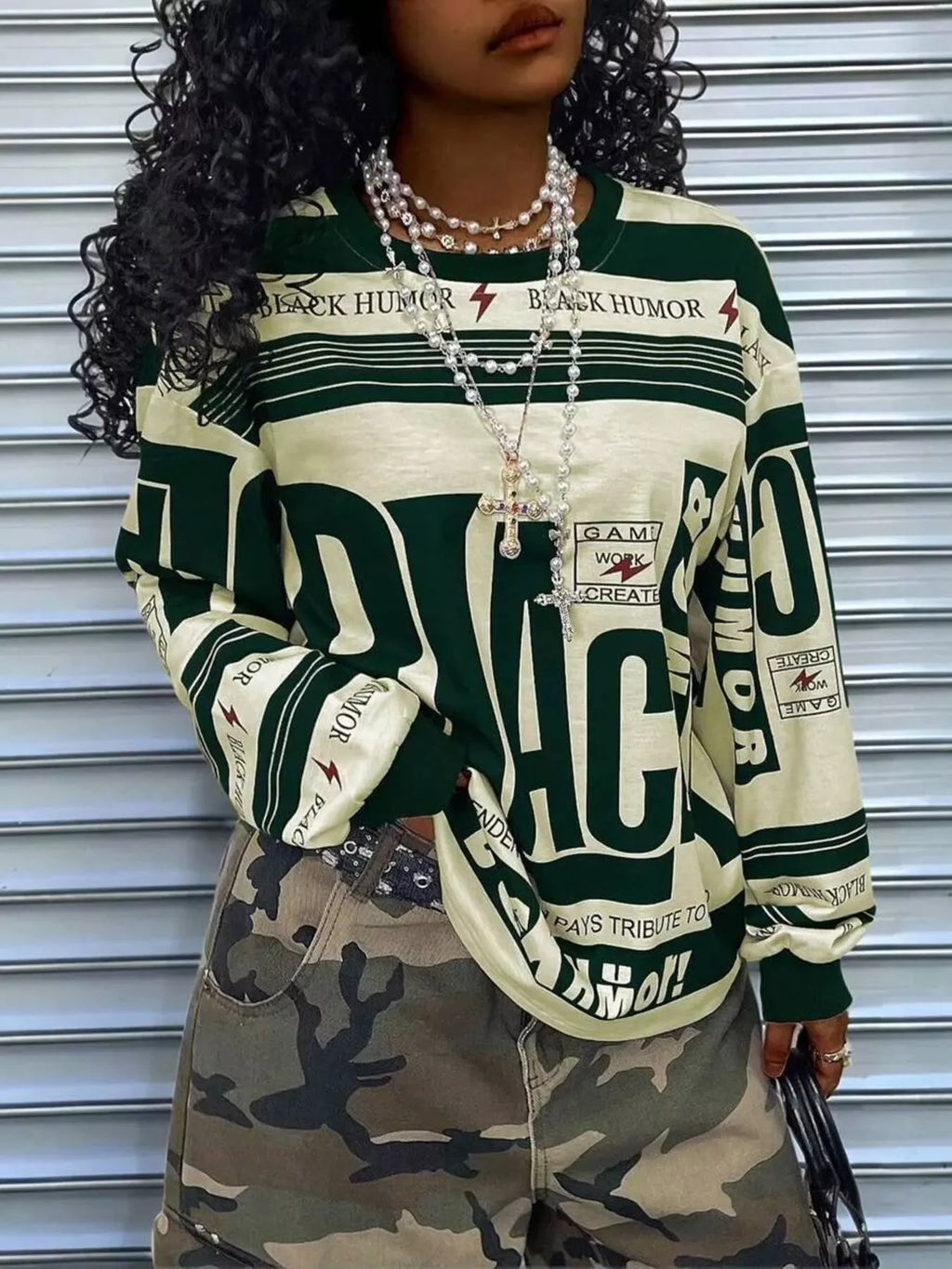 Printed Drop Shoulder Long Sleeve T-shirt (3)