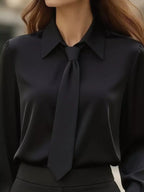 Tie-neck Long Sleeve Blouse (6)