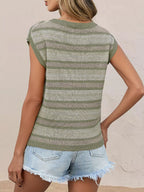 Striped Round Neck Knit Top (13)