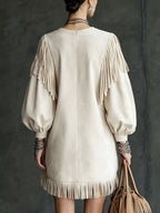 Fringe Detail Lantern Sleeve Mini Dress (9)
