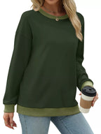 Contrast Trim Crew Neck Casual Sweatshirt (19)
