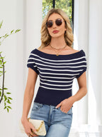Striped Short Sleeve Sweater (2)