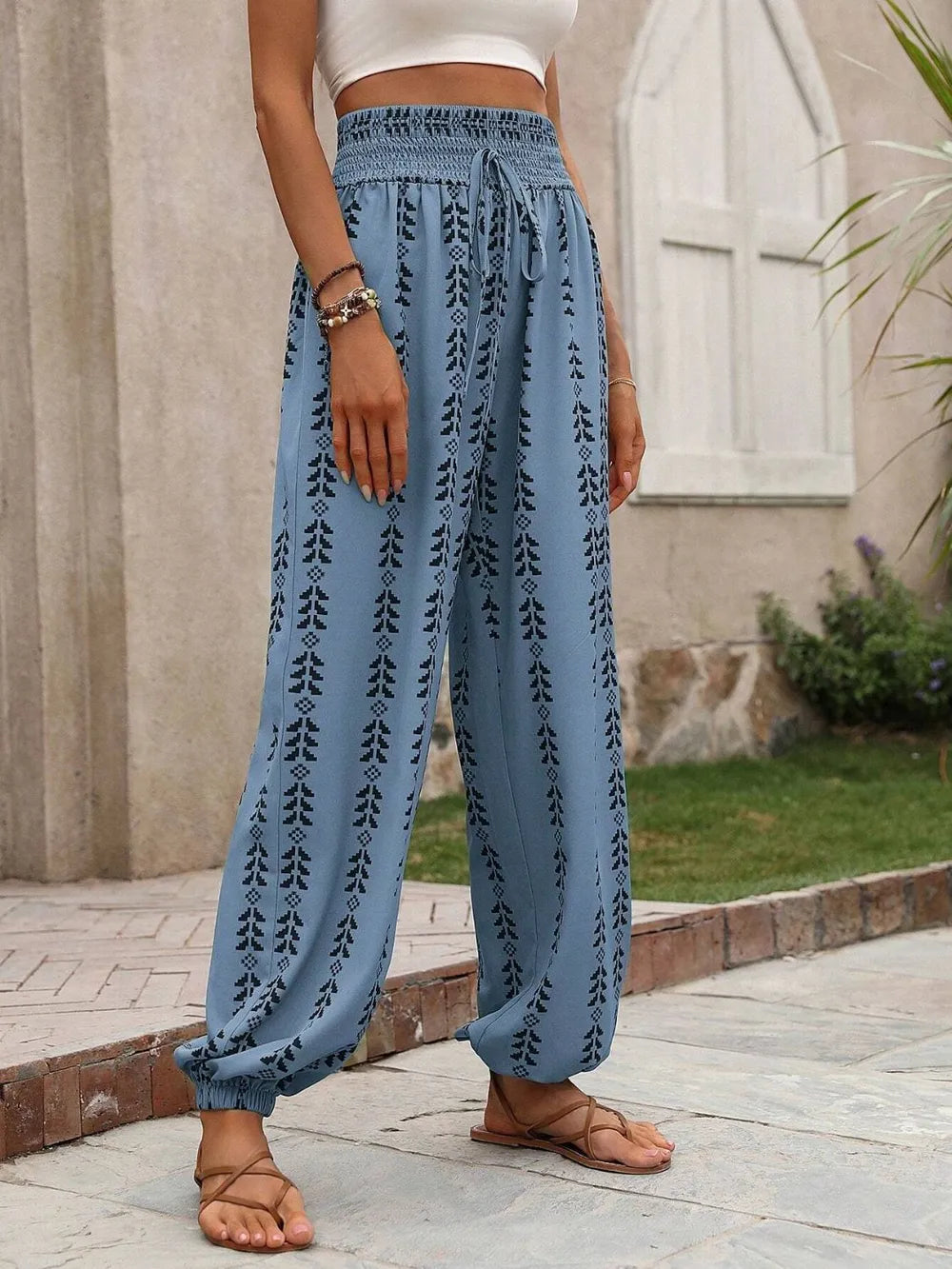Tied Printed High Waist Pants (21)