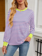 Striped Long Sleeve Casual T-shirt (5)