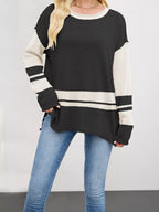 Striped Dropped Shoulder Sweater (6)