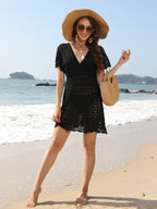 Openwork Plunge Short Sleeve Cover-up Dress (8)
