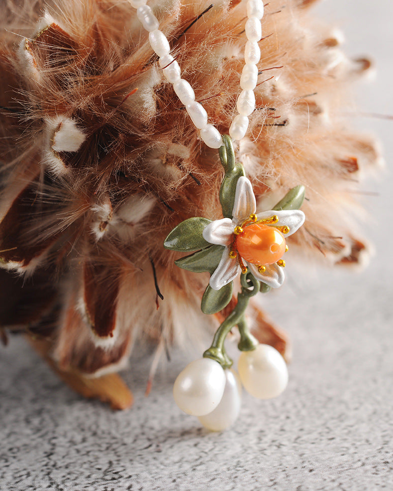 Fresh Orange Flower Necklace Collar Chain photo 4