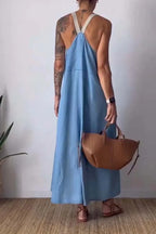Full Size Ruched Cami Maxi Dress Pockets Plus (7)