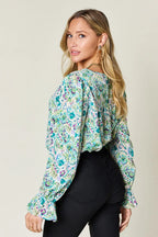 Full Size Printed Flounce Sleeve Blouse (8)