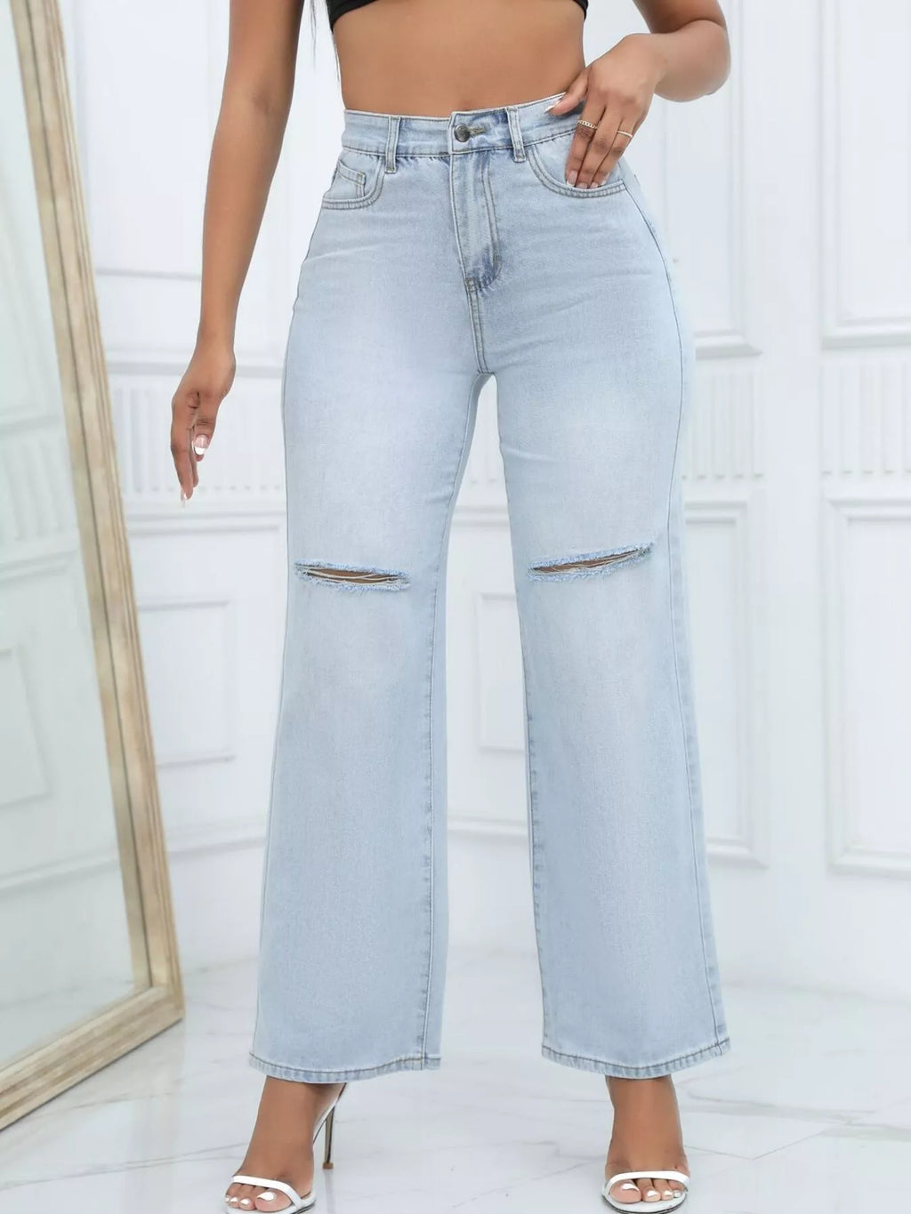 Distressed Wide-leg Jeans (2)