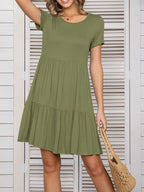 Round Neck Short Sleeve Mini Tee Dress (15)