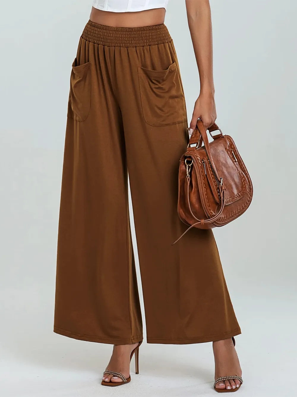 Pocketed Elastic Waist Wide Leg Pants (17)