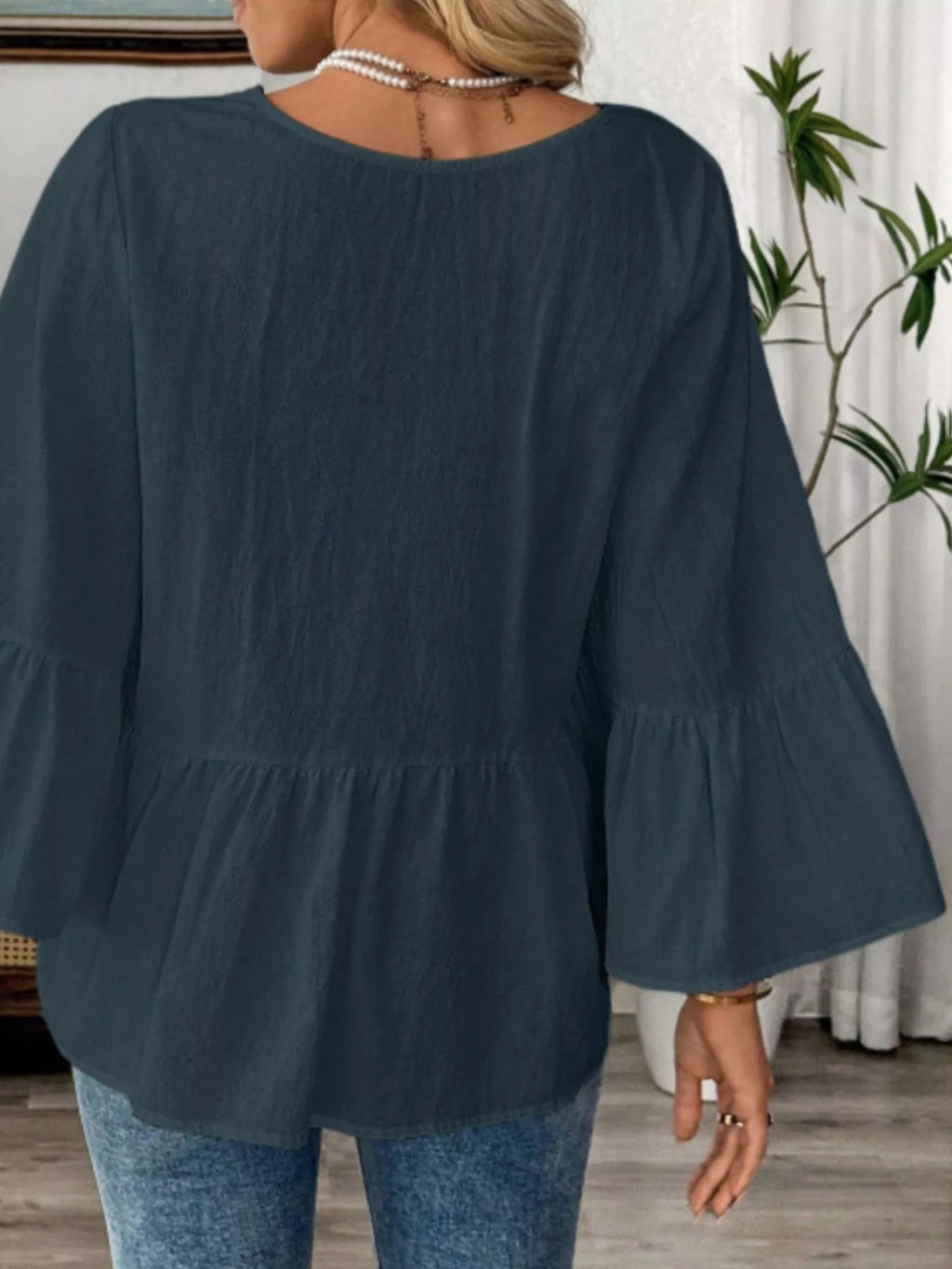 V-neck Bell Sleeve Blouse (17)