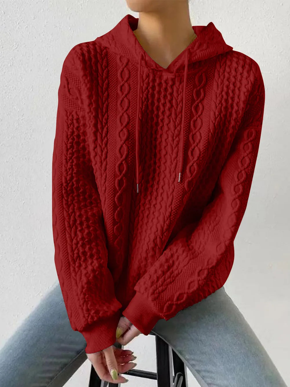 Drawstring Drop Shoulder Long Sleeve Hoodie (14)