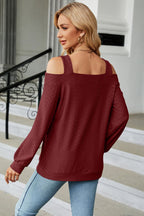 Cold Shoulder Square Neck Cutout Blouse (18)