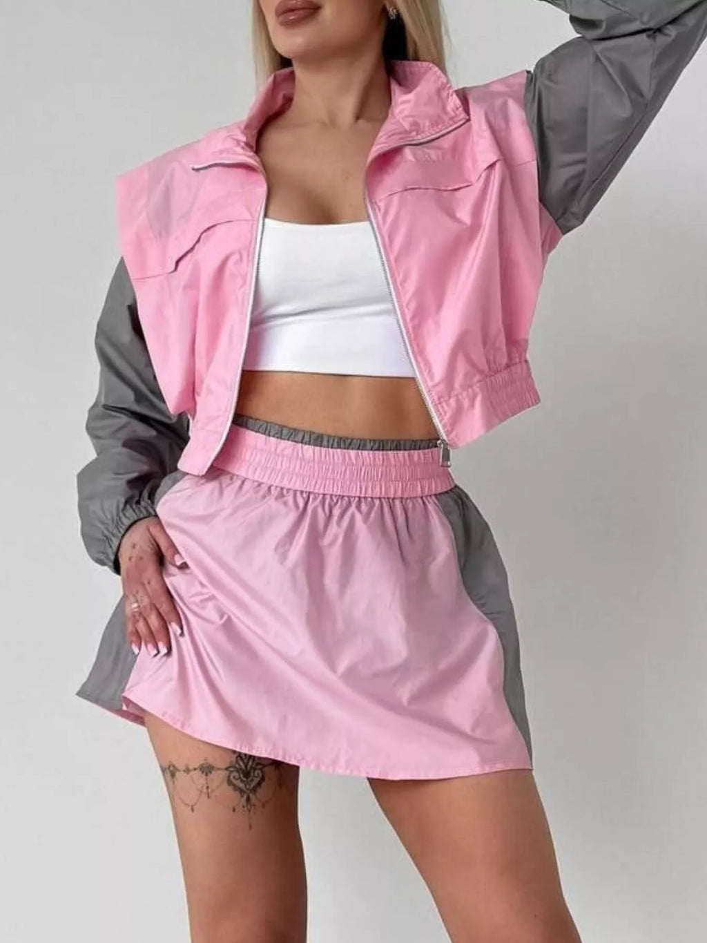 Block Outerwear Skirt Set (2)