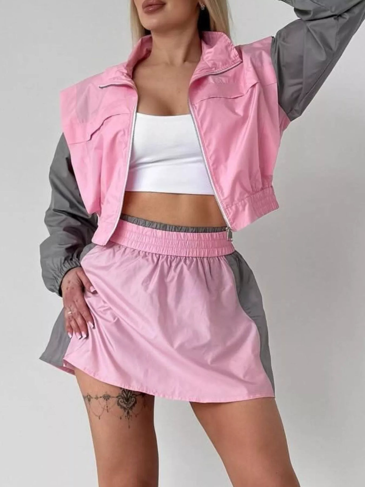 Block Outerwear Skirt Set (2)